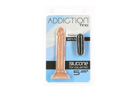 Фалоімітатор ADDICTION Tino 5.25″ Silicone Dildo, присоска, діаметр 1,9 см, віброкуля в подарунок | Зображення 4