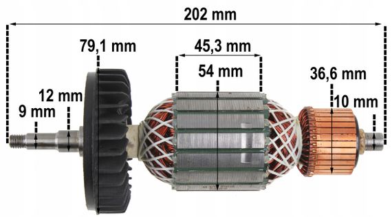 Ротор електродвигуна Makita GA9020, GA9020S, GA9020R, GA7020, GA7020S, GA7020R (517793-7) | Зображення 3