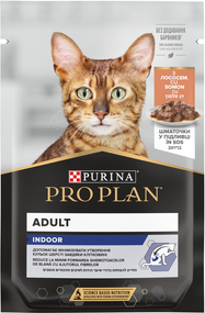 Влажный корм Purina PRO PLAN Adult Indoor для взрослых котов живущих дома, лосось 86г