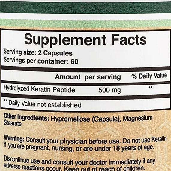 Комплекс для кожи, волос, ногтей Double Wood Keratin 500 mg (2 caps per serving) 120 Caps | Зображення 1