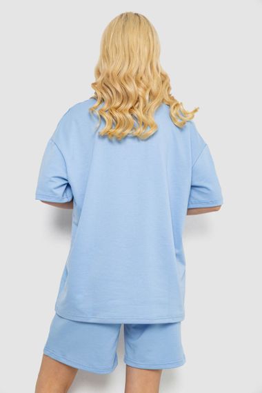 Женский летний костюм оверсайз шорты и футболка голубой размер S/M 241R5004 | Зображення 3