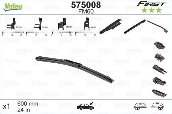 575008 VALEO Склоочисник безкаркасний 600 мм - FIRST