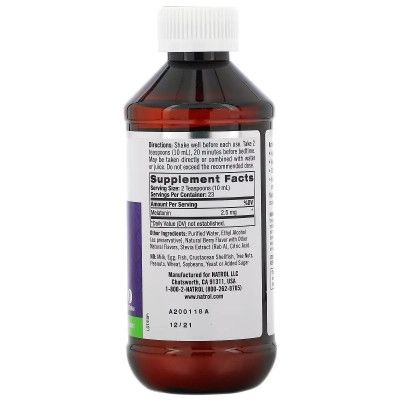 Аминокислота Natrol Мелатонин жидкий, 2,5 мг, вкус ягод, Liquid Melatonin, 237 мл (NTL-07405) | Зображення 1