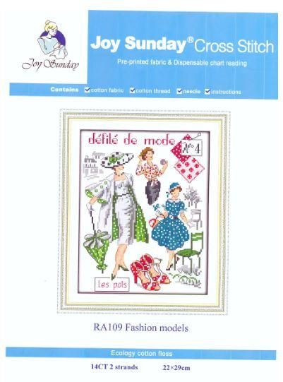 Набор для вышивания крестиком по нанесённой на канву схеме  "Fashion models".  AIDA 14CT printed, 22*29 см | Зображення 1