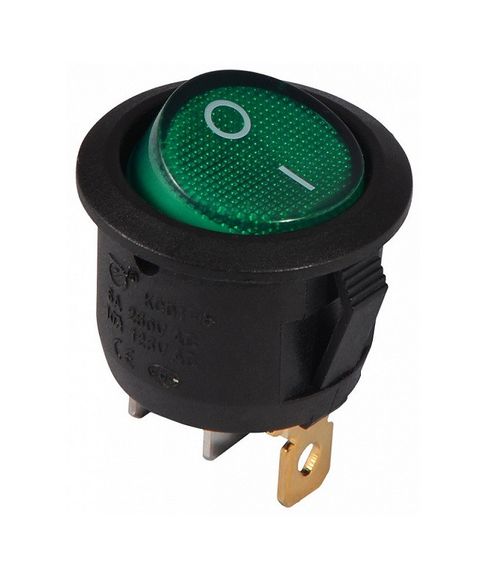 Перемикач KCD1-5-101N G/B 220V 1 кнопка зелена кругла з підсвічуванням Ny95500718
