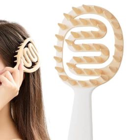 Масажна силіконова щітка для волосся Zigzag Біла