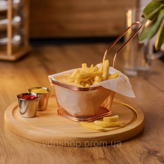 Кошик сервірувальний для картоплі фрі та снеків 13×11×7 см Рожеве золото HP-19-4-L-R | Зображення 3