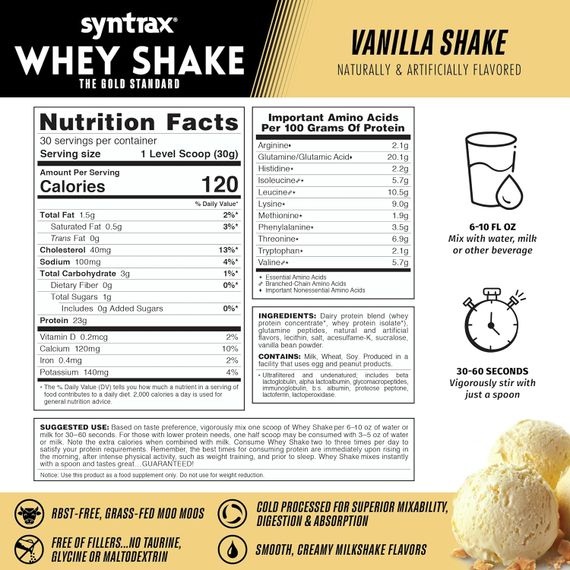 Протеин Syntrax Whey Shake 908 g (Vanilla Shake) | Зображення 1