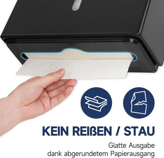 Диспенсер для бумажных полотенец держатель настенный черный, 200+ листов Z-сборка, пластиковый, смотровое окно | Зображення 3