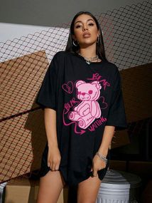 Футболка женская с принтом повседневная M Черная