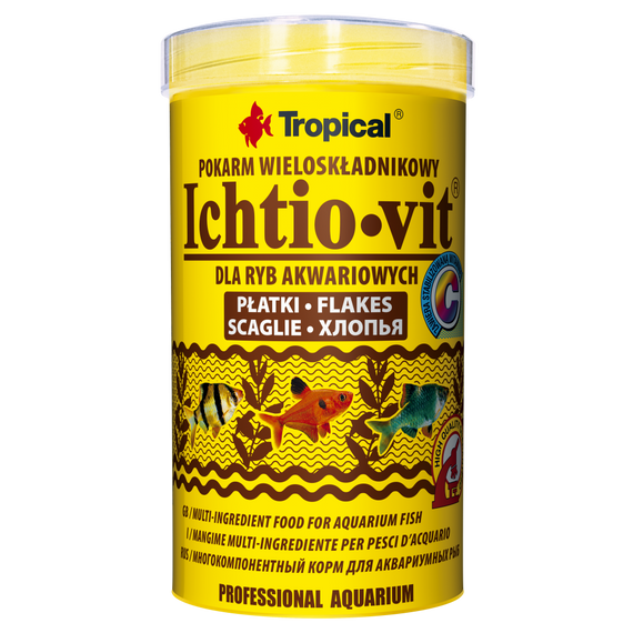 Корм Tropical Ichtio-Vit для всіх акваріумних риб пластівці 100 г/ 500 мл