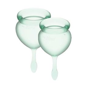 Набор менструальных чаш Satisfyer Feel Good (light green), 15мл и 20мл, мешочек для хранения Sex Aura