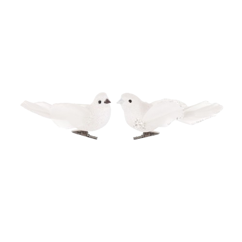 Декоративний птах на кліпсі 10см, 2 дизайни, колір - білий
