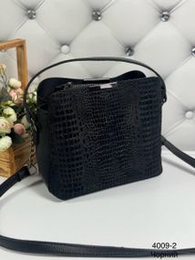 Сумка маленька замшева крос-боді на плече з ручкою Зміїний принт Чорна