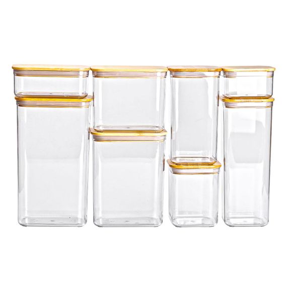 Набір банок для сипучих продуктів 8 штук ємності з бамбуковою кришкою HP-1303 | Зображення 3