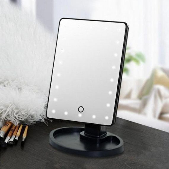 Дзеркало для макіяжу з 16 LED підсвічуванням Mirror White, Дзеркало зі світлом для макіяжу. Колір: чорний | Зображення 6