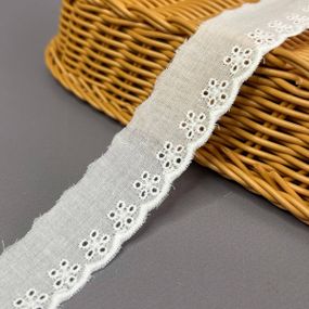 Кружево на батисте Прошва 3 см - молочная матовая