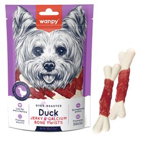 Ласощі для собак Wanpy Duck Jerky & Calcium Bone Twists з качкою 100 гр
