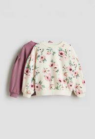 Набір дитячих світшотів 2 шт для дівчинки H&M 110-116 см Бузковий/Молочний (26062205C)