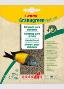 Корм для травоїдних цихлід Sera Nature Granugreen у гранулах 20 г 0039101