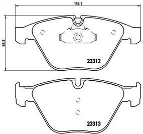 Колодки гальмівні дискові BMW 3 (E90), 5 (E60) передн. ( BREMBO), BREMBO (P06054)