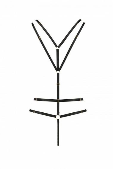 Открытое боди из стреп Passion Exclusive MEGGY, Черный, L, XL, L/XL | Зображення 5