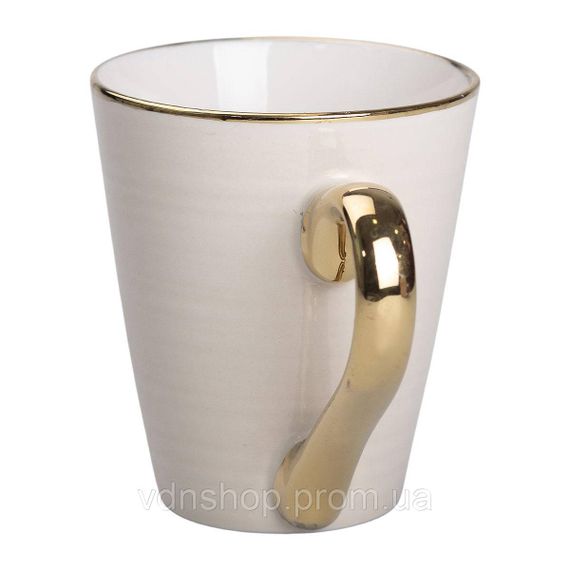 Чашка порцелянова із золотим обідком та позолоченою ручкою 320 (мл) Бежева RX-N240624BE | Зображення 1