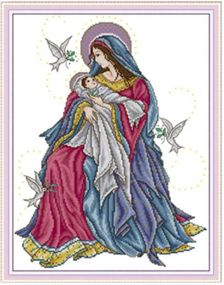 Набір для вишивання за нанесеною на канву схемою "Madonna and hild 20". AIDA 14CT printed 36*46 см
