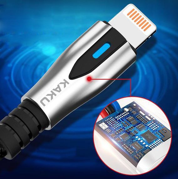 USB кабель Kaku KSC-097 USB - Lightning 1.2m с индикатором - Black | Зображення 1