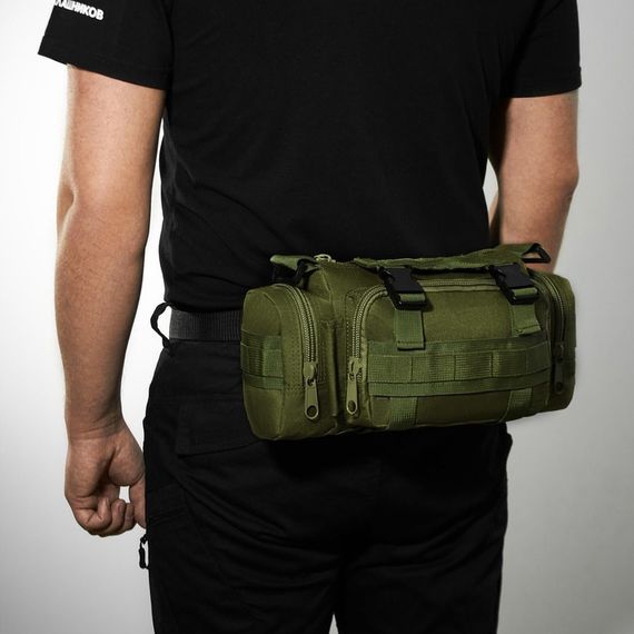 Сумка - підсумок тактична поясна Tactical військова, сумка нагрудна з ременем на плече 5 літрів кордура хакі QO-74 | Зображення 7