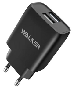 Зарядний пристрій мережевий 2USB 2,1А чорний WALKER WH-31