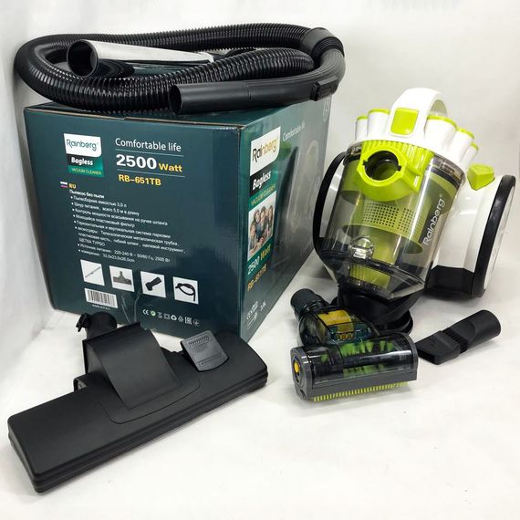 Пилосос без мішка Rainberg RB-651 контейнерний 2500 Вт, шнур 3,2 метра з колбою об'ємом 3 л | Зображення 9