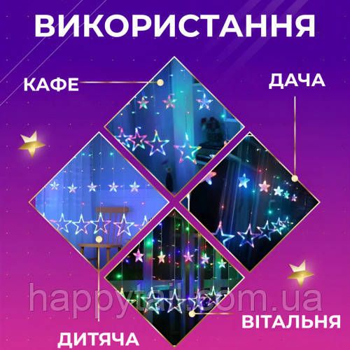 Гирлянда штора светодиодная GarlandoPro звезда и елка 120LED 3х0,9 м 8 режимов 1733069ML | Зображення 2