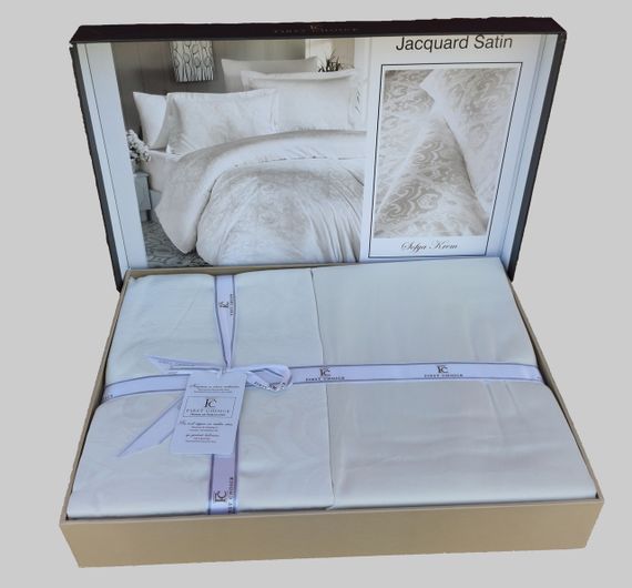 Постільна білизна First Choice Jacquard Satin 200х220 Sofya Cream | Зображення 1