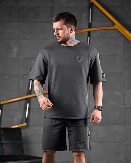 Спортивний костюм Stone island літній колір сірий | Зображення 3