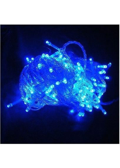 Светодиодная гирлянда Led на 200 светодиодов прозрачный провод электрическая с контроллером Синий