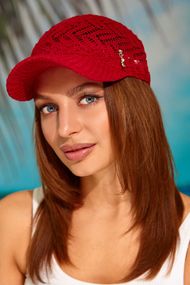 Ажурная вязаная женская бейсболка (4957) красный