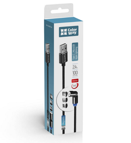Кабель USB Lightning/Micro USB/Type-C ColorWay CW-CBUU037-BK 2,4A магнітний 1м чорний