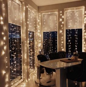 Гирлянда светодиодная Водопад 280 LED, прозрачный шнур 3х1,5 м (Белый)