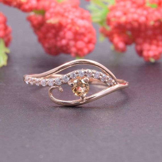 Кольцо из красного золота с цитрином 14.5 | Зображення 1