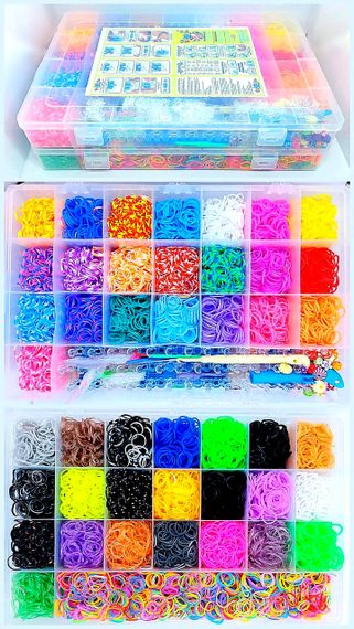 Набір гумок для плетіння браслетів 15600 шт Loom Bands, гігантський дворівневий набір резинок зі станком | Зображення 1