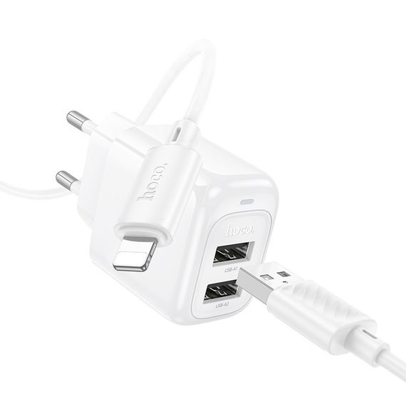 СЗУ Hoco CS51A Surplus (2USB-A) + кабель USB to Lightning White | Зображення 3