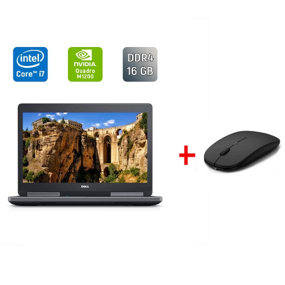 Мобільна робоча станція Dell Precision 7520 / 15.6" (1920x1080) IPS / Intel Core i7-7820HQ (4 (8) ядра по 2.9 - 3.9 GHz) / 16 GB DDR4 / 512 GB SSD / nVidia Quadro M1200, 4 GB GDDR5, 256-bit / HDMI б/в + Подарунок Бездротова миша / USB