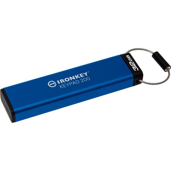 USB флеш накопичувач Kingston 32GB IronKey Keypad 200 AES-256 Encrypted Blue USB 3.2 (IKKP200/32GB) | Зображення 3