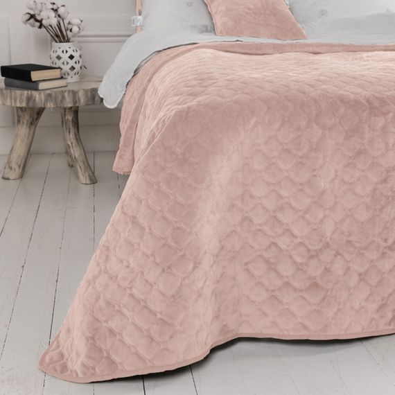 Покрывало двуспальное ТЕП Velour Ромб 4-00516-22421 180х240 см пудровое | Зображення 2