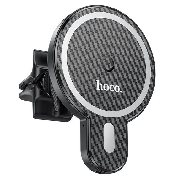 Автотримач HOCO СА85+ Wireless Charging 15W, кріплення на решітку, магніт, Black