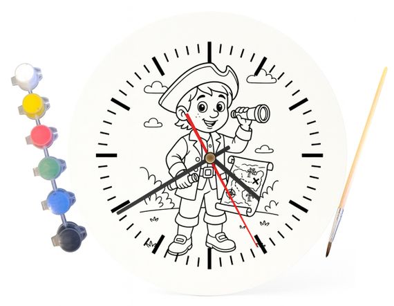 Дитячий набір для творчості годинник-розмальовка за мотивами Острів скарбів (Роберт Луїс Стівенсон) 30 см (Г0029) | Зображення 3