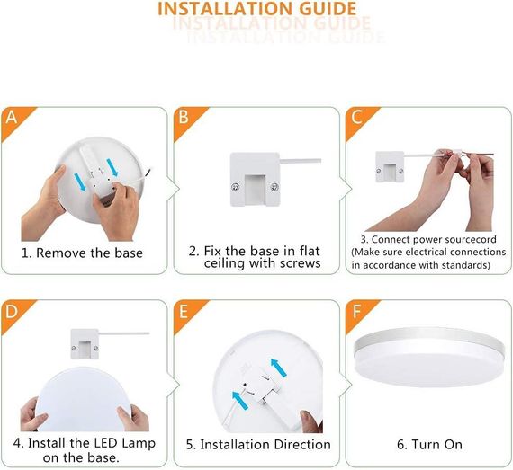 Светильник потолочный круглый LED 23 см, 36W, холодный белый свет 6500K, встроенная светодиодная лампа, люстра | Зображення 8