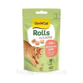 Ласощі для котів GimCat Rolls з лососем 40 г беззернові круглі снеки