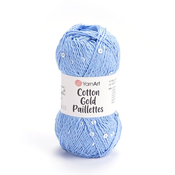 Yarnart COTTON GOLD PAILLETTES № 7103 Коттон Голд Пайетка бежевий Пряжа хлопок с пайеткой, нитки для вязания 7110